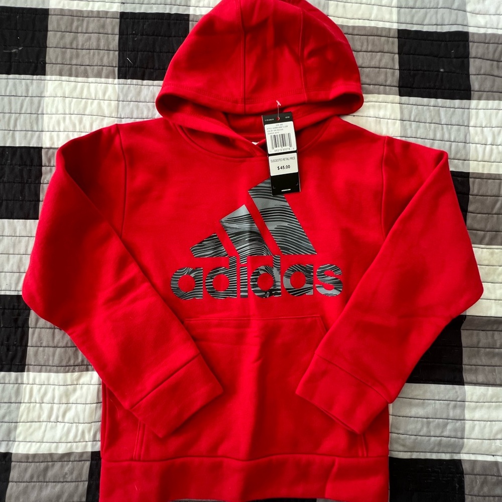 Adidas Kids Red Hoodie - Picture 1 of 7